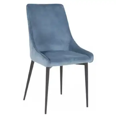 Teal Blue Velvet Dining Chair Black Legs