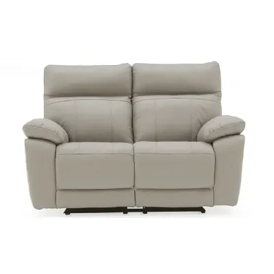 Grey Leather 2 Seater Electric Reclining Sofa