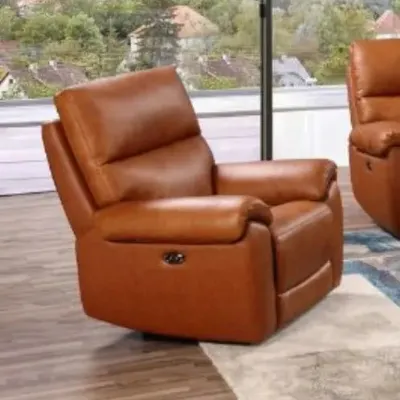 Modern Tan Leather Match 1 Seater Electric Recliner