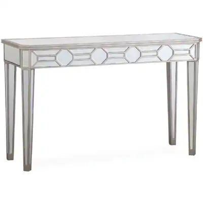 Mirrored Glass Patterned Console Table 120cm Wide
