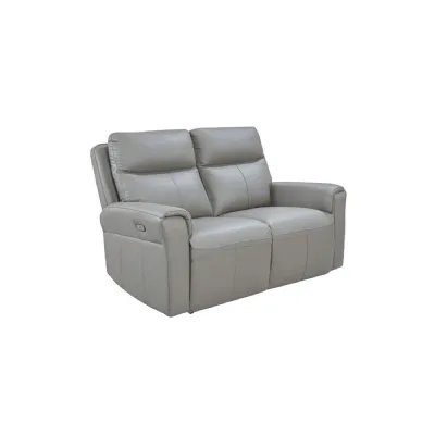 Stone Grey Leather Match 2 Seater Electric Reclining Sofa