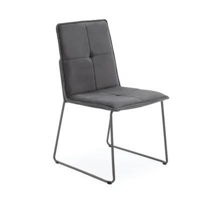 Grey Velvet Dining Chair Black Metal Frame