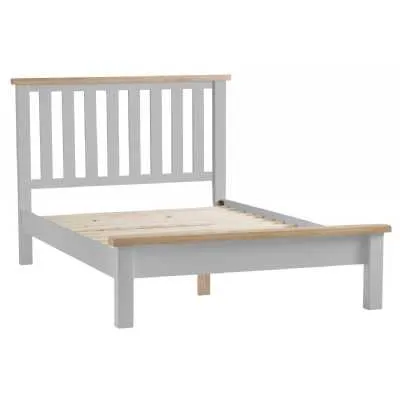 Grey Painted Lime Washed Oak Top 6ft Super King Size Bedstead with Low Foot End 120x193cm