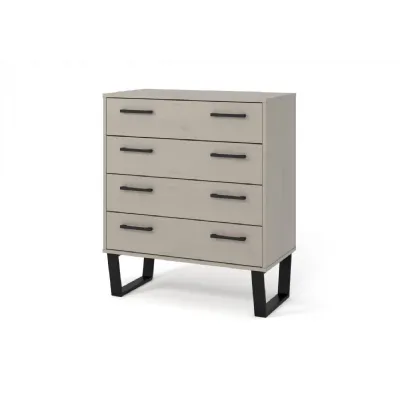 Grey Washed Wax Wooden Chest of 4 Drawers