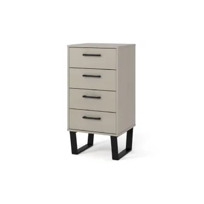 Grey Washed Wax Wooden Narrow Chest of 4 Drawers