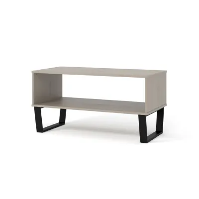 Grey Washed Wax Rectangular Open Coffee Table With Shelf