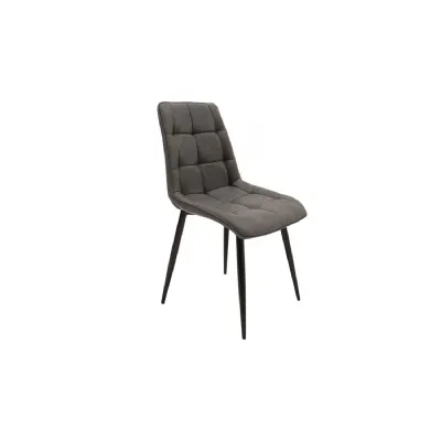 Grey Curved Back Padded Dining Chair Black Legs