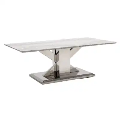 Grey Marble Rectangular Coffee Table Stainless Steel Frame