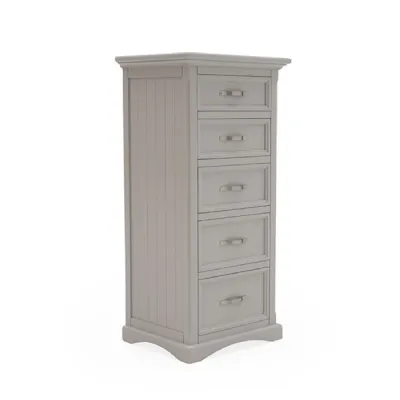 Grey Painted Tallboy Chest of 5 Drawers