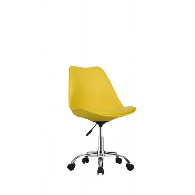 Modern Yellow Swivel Office Chair Chrome Base