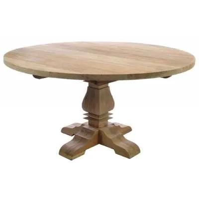 Large Round Wooden Dining Table Chunky Pedestal Base