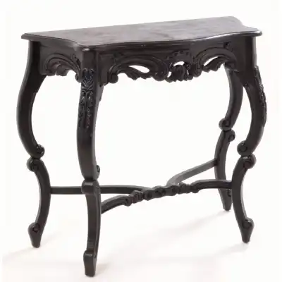 Black Painted Ornate Carved Console Table