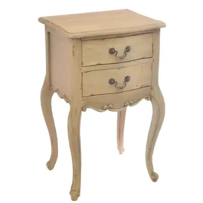 French Carved Natural Wood Bedside Lamp Table Cabriole Legs