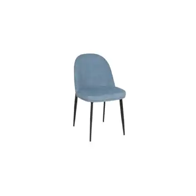 Modern Blue Velvet Fabric Dining Chair Oak Frame