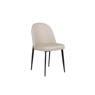 Modern Taupe Cream Leather Dining Chair Oak Frame