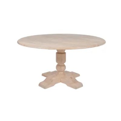Natural Rustic Oak Round 152cm Dining Table Pedestal Base