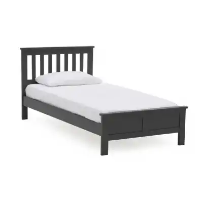 Grey Painted Acacia Wood 3ft Single Bed Low Footend