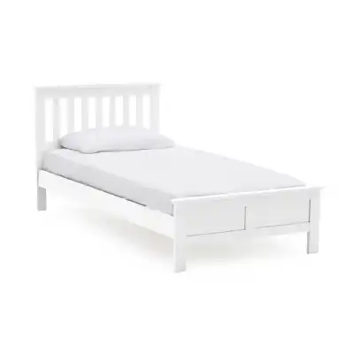 White Painted Pine Wood Single Bed Low Footend