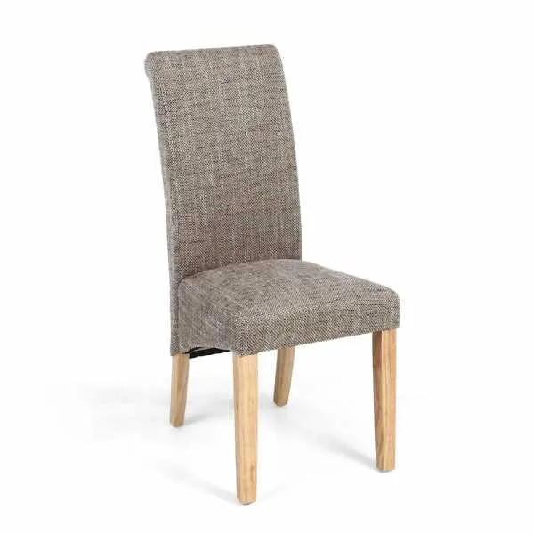 Karta Scroll Back Tweed Oatmeal Dining Chair