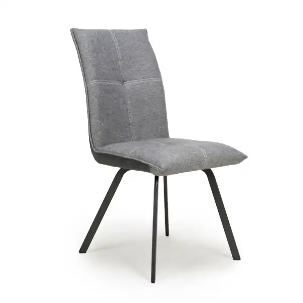 Linen 2 Tone Grey Dining Chair on Black Legs