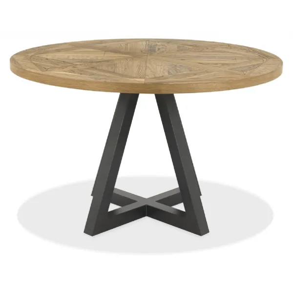 Rustic Oak Small Round Dining Table 125cm Diameter