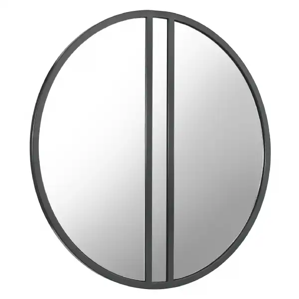 Silver Grey Metal Round Wall Mirror 80cm Diameter