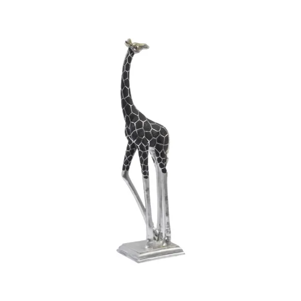 Tall Silver and Black Giraffe Sculpture
