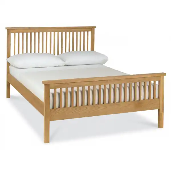 Solid Oak King Size Bed with High Foot End