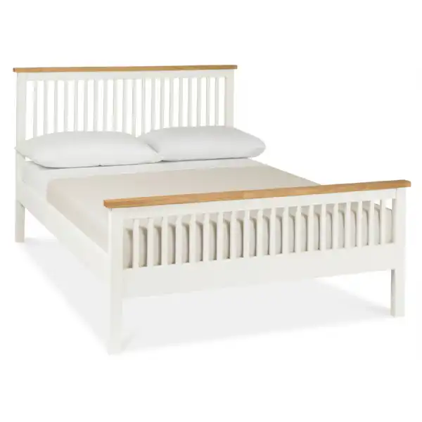 2 Tone White Painted Oak High Foot End 4ft6in Double Bed