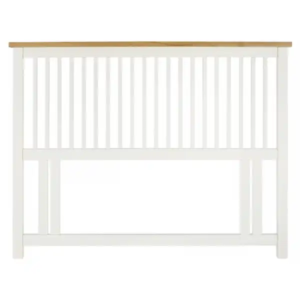 4ft Small Double 2 Tone White Painted Oak Top Bed Headboard
