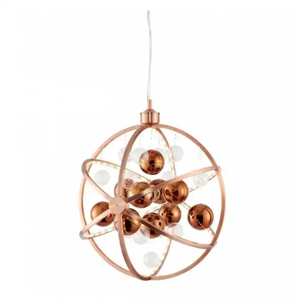 Copper And Glass Circular Pendant Ceiling Light