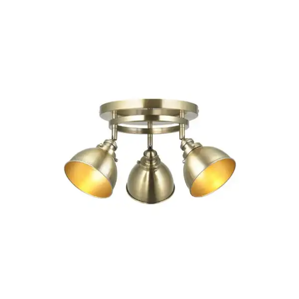 3 Round Ceiling Light Brass