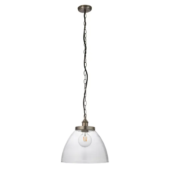 Clear Glass Silver Grand 1 Pendant Light Brushed Silver
