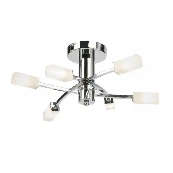 Polished Chrome White Glass Shaded 6 Ceiling And Wall Lamp 18x45cm