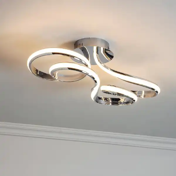 Chrome Plated LED Semi Flush Ceiling Light