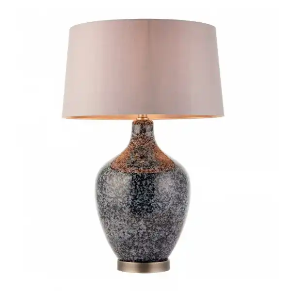 Black Grey Cylindrical Top Table Lamp