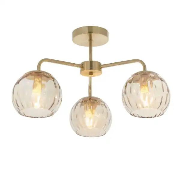 Brass Gold Dimple 3 Ceiling Light