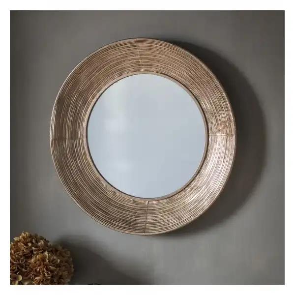 Gallery Knowle Champagne Gold Round Wall Mirror 72cm Diameter