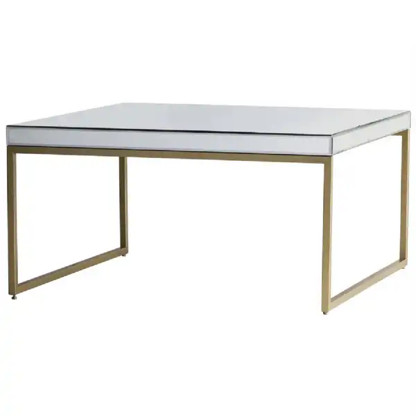 Mirrored Glass Gold 90cm Square Coffee Table