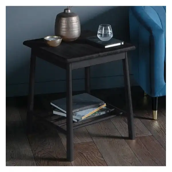 Nordic Square Wooden Black Small Side Table