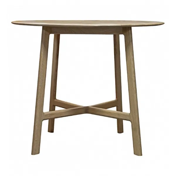 Light Oak 100cm Round Small Wooden Dining Table