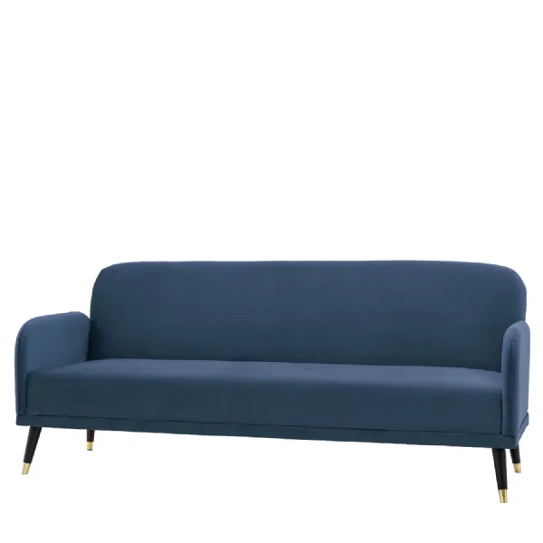Blue Fabric Curved Sofa Bed with Slim Arms