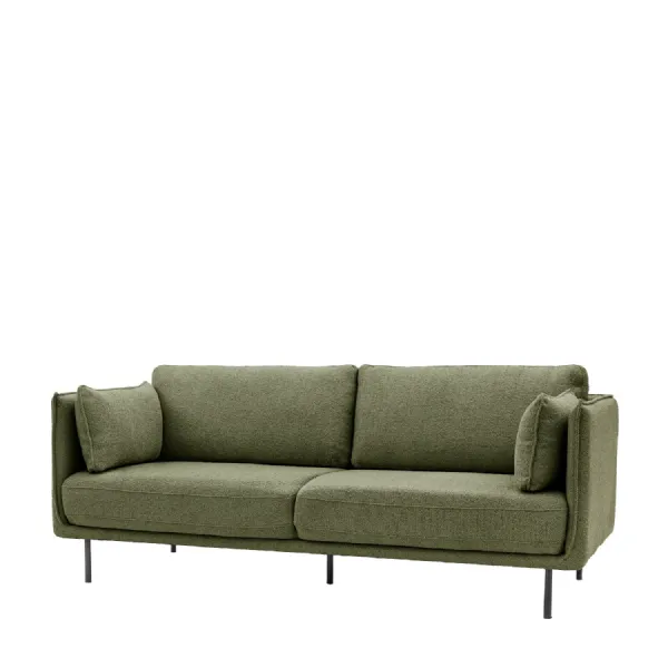 Green Velvet 3 Seater Sofa Slim Arms