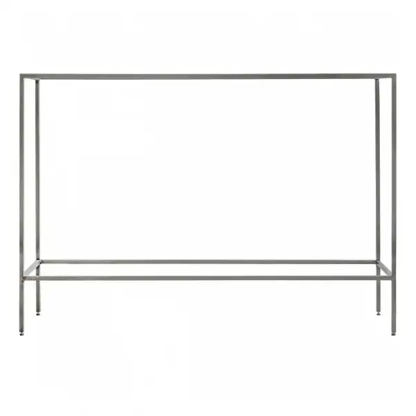 Thin Rectangular Metal Console Table in Silver
