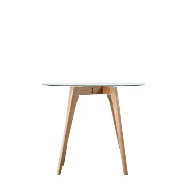 Light Oak Round Dining Table Glass Top