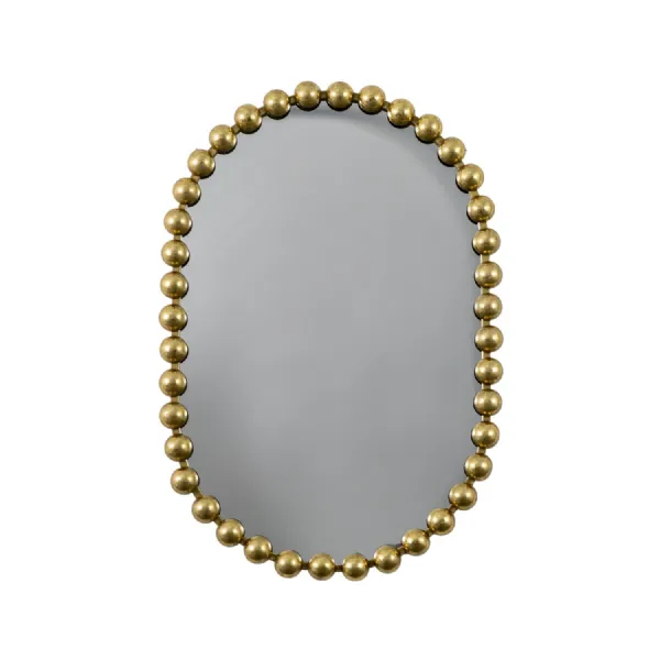 Large Gold Beaded Oval Wall Mirror