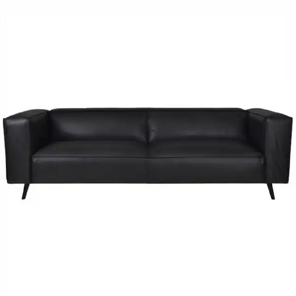 Black Large Leather 4 Seater Sofa 240cm Wide