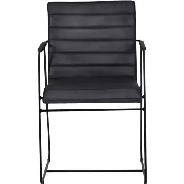 Belton Metal Framed Dining Chair With Arms Leather
