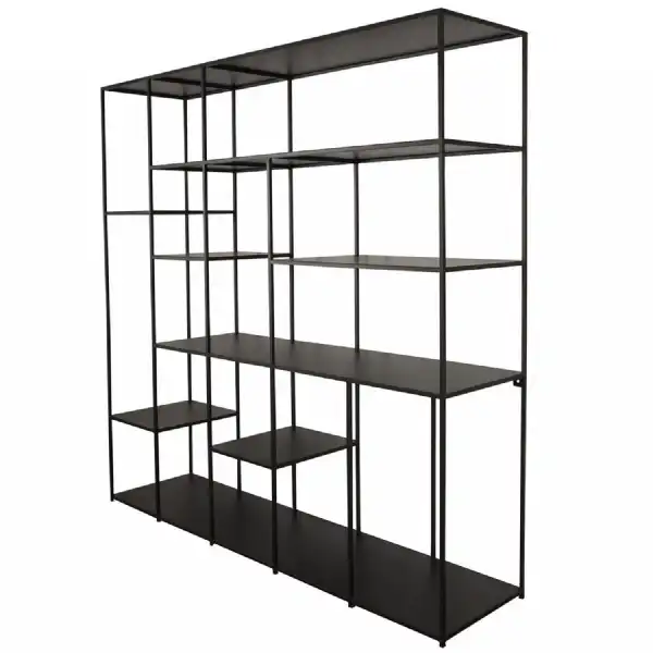 Extra Large Black Metal Open Modular Bookcase Shelving Unit
