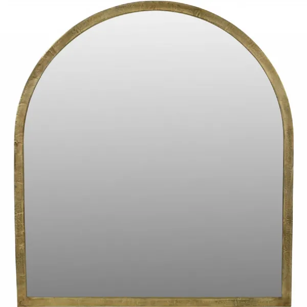 Brass Finish Large Arched Window Wall Mirror